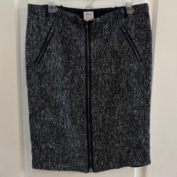 Armani Collezioni Black and Gray Textured Midi Skirt - Picture 15 of 15